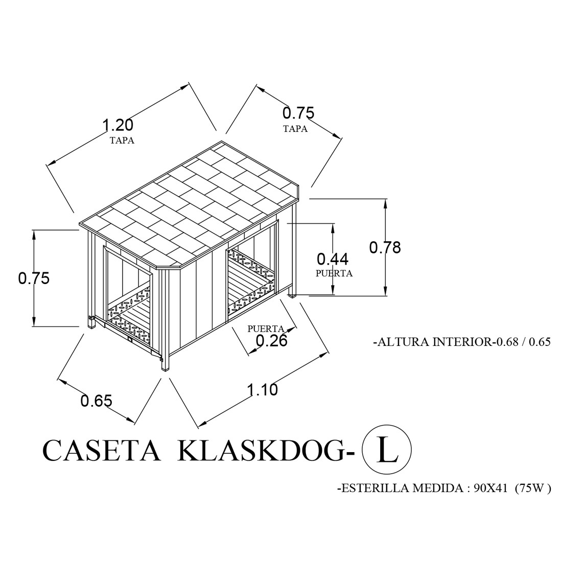 hogar cartel Juguetón Caseta para perro KlaskDog - L Color Brown